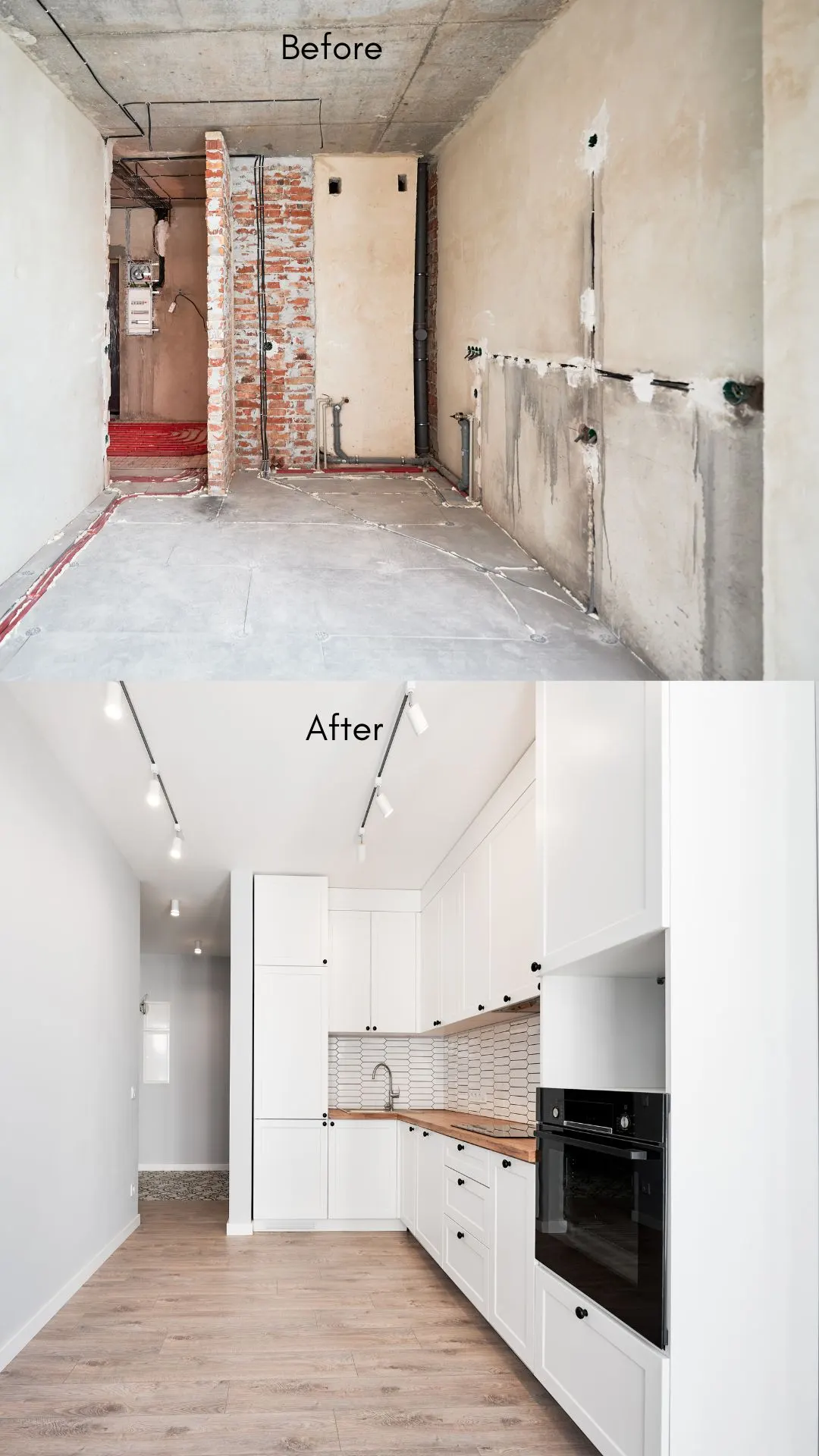Modular kitchen with white cabinets designed in Andheri Mumbai